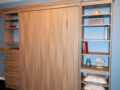 Queen Murphy bed w/side units and pull out night table