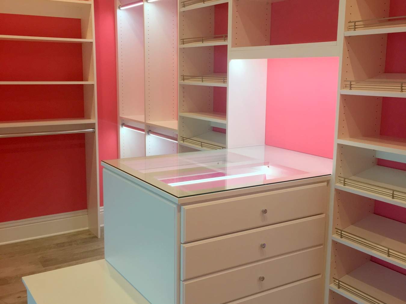 Custom Floor mount Closet-built in dresser with lighted display