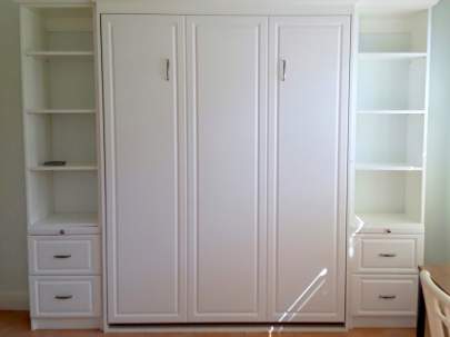 Queen Murphy bed with side units