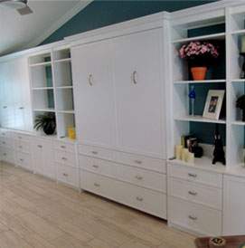 Queen Murphy bed in multi purpose room